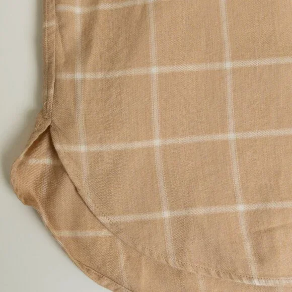 Uniqlo Soft Brushed Long Sleeve Shirt Plaid Checked Beige - Picture 8 of 12